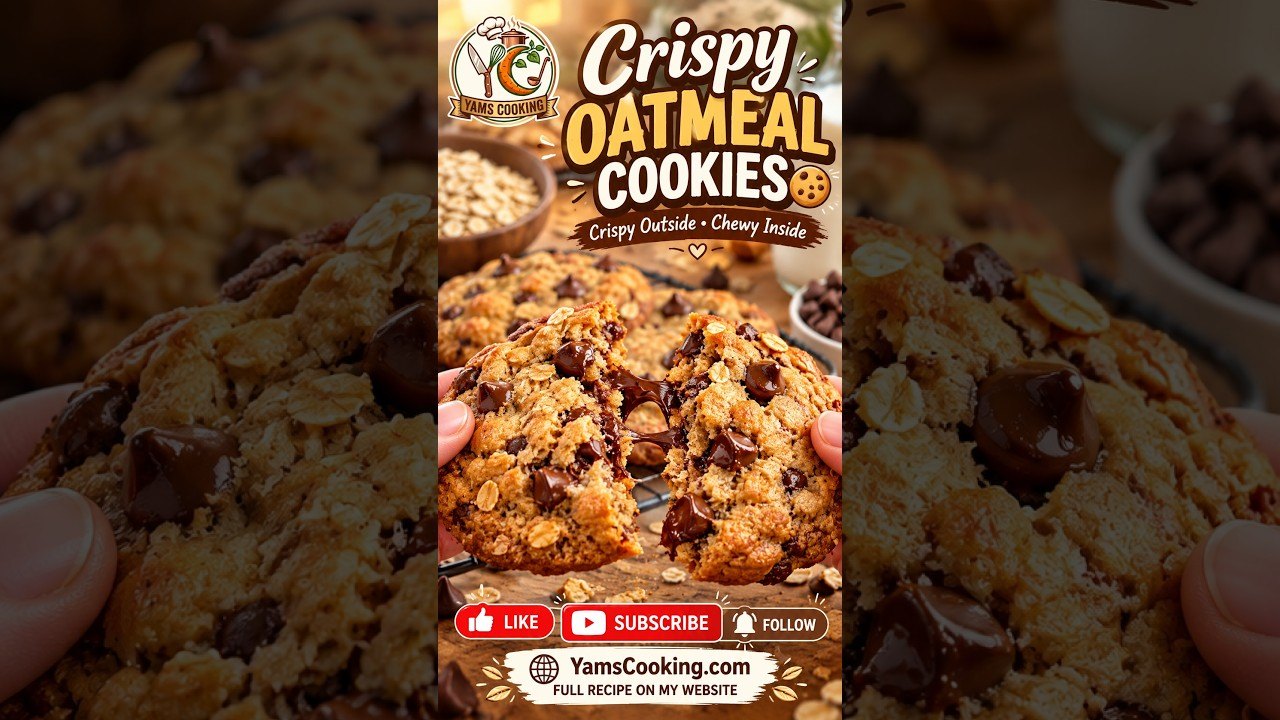 Crispy Oatmeal Chocolate Chip Cookies — Crispy edges, chewy centre · one bowl