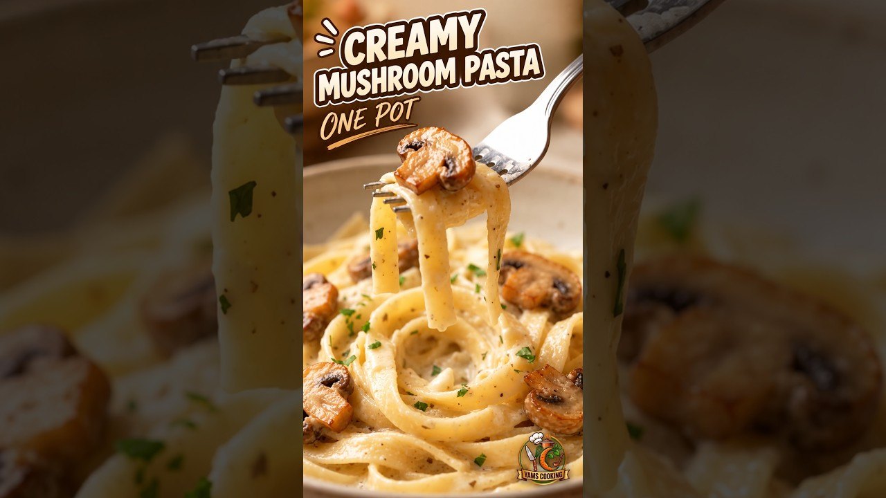 Creamy Garlic Mushroom Pasta — One pot · no draining · ready in 25 minutes